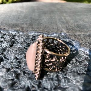 Filigran Silver color with pink stone Fashion Ring